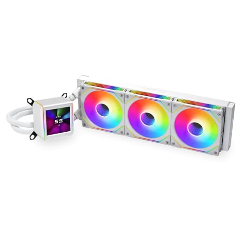 Lian Li GA2ALCD36INW GA2ALCD36INW GA II LCD 360 mm AIO – Asetek 8ème génération – Refroidisseur de liquide à écran IPS LCD 2,8 – Enregistrement d'écran pour vidéos et photos – Ventilateurs ARGB