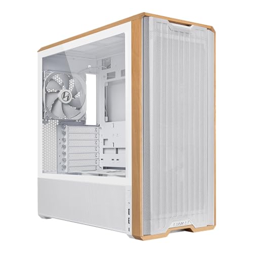 Lian Li LANCOOL 217 Boîtier d'ordinateur ATX en Bois de Noyer véritable avec 5 Ventilateurs PWM pré-installés 2 x 170 mm, 2 x 120 mm et 1 x 140 mm, Bloc d'alimentation et Installation de câble