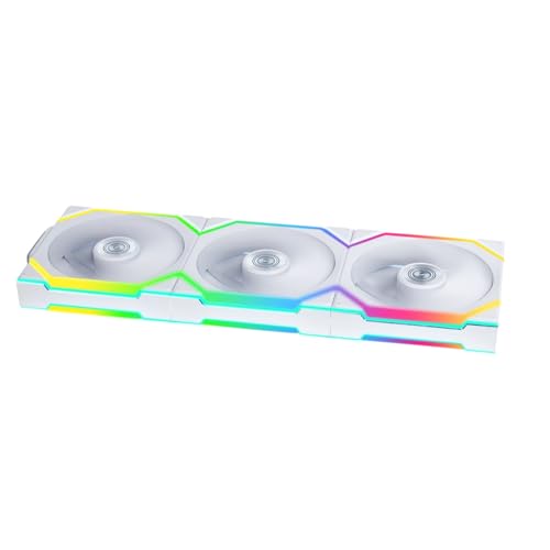 Lian Li UNI Fan SL 12SL1W3W Lot de 3 ventilateurs ARGB sans fil 120 mm Signal sans fil 2,4 GHz pour contrôle RVB et ventilateurs Effets d'éclairage personnalisables Contrôleur inclus et requis Blanc