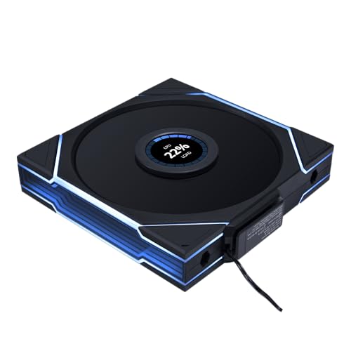 Lian Li UNI Fan TL LCD 140 unités sans fil (lame inversée) - Signal sans fil 2,4 GHz - Ventilateur ARGB 140 mm - Miroir infini - Contrôleur d'effets d'éclairage non inclus et requis - Noir