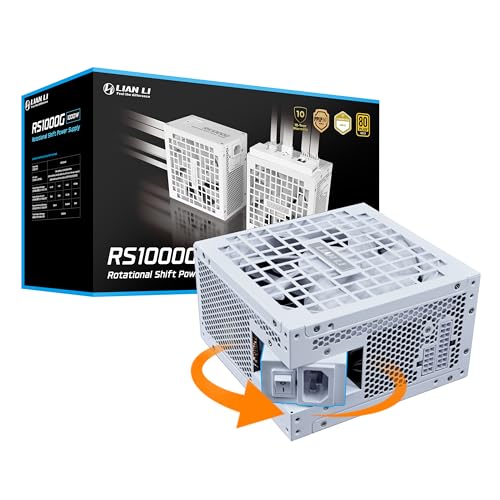 Lian Li RS1200G RS1200G Bloc d'alimentation ATX 3.1 1200 W avec hub de ventilateur USB, 80 Plus Gold, compatible PCIe 5.1, câble natif 12 V-2 x 6, entièrement modulaire, blanc (RS1200G.WH)