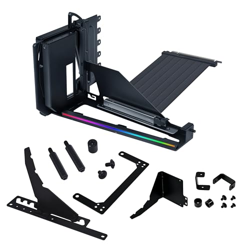 Lian Li ATX VG4v4 Boîtier PC 4 emplacements pour GPU Vertical – Câble élévateur PCI-E 5,0 x 16–200 mm, Compatible PCIe 3.0 4.0, Position réglable, s'adapte à la Plupart des boîtiers PC (VG4v4 Noir)
