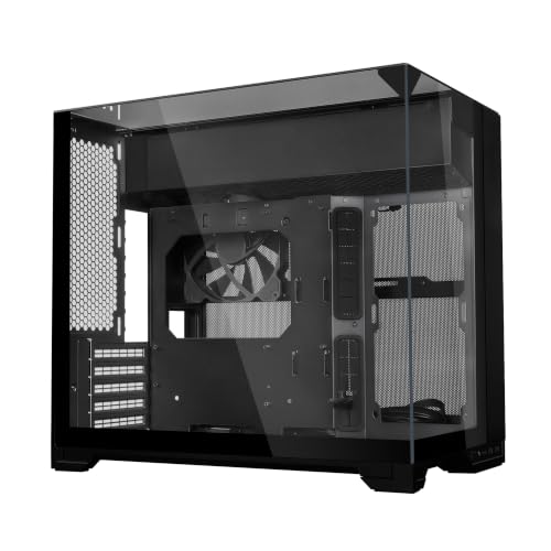 Lian Li O11 Vision-M O11VMX Boîtier PC ATX avec ventilateur 140 mm Design AIO caché Triple panneaux en verre trempé Support AIO jusqu'à 360 mm Noir