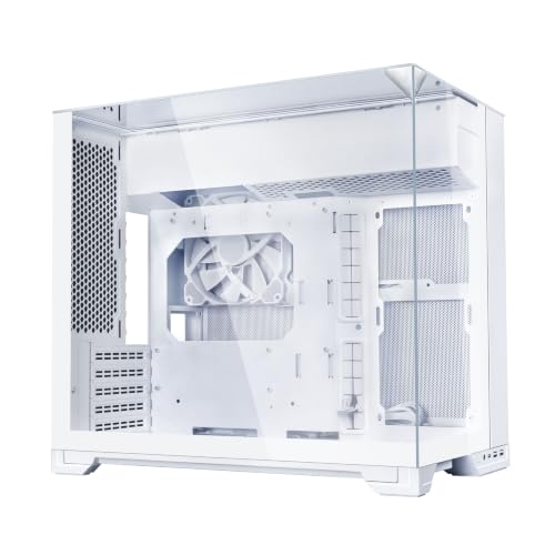Lian Li O11 Vision-M O11VMW Boîtier PC ATX avec ventilateur 140 mm Design AIO caché Triple panneaux en verre trempé Support AIO jusqu'à 360 mm Blanc