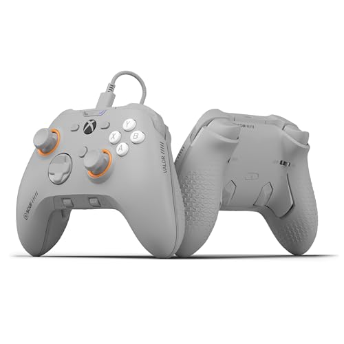 SCUF VALOR Manette Xbox Performance Filaire – Palettes Arrière Personnalisables, Gâchettes Instantanées, Sticks Analogiques TMR Anti-Drift, Commandes Audio, Xbox Series X|S, Xbox One, PC – Gris Clair