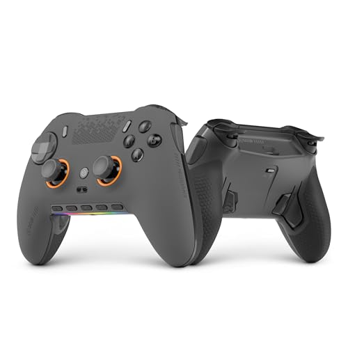 SCUF ENVISION PRO Contrôleur de Jeu Sans Fil (V2 2025) pour PC Uniquement – Poucettes Anti-Dérive – Cinq Touches G Amovibles – Palettes Dorsales Amovibles – Déclencheurs Instantanés – Gris Acier