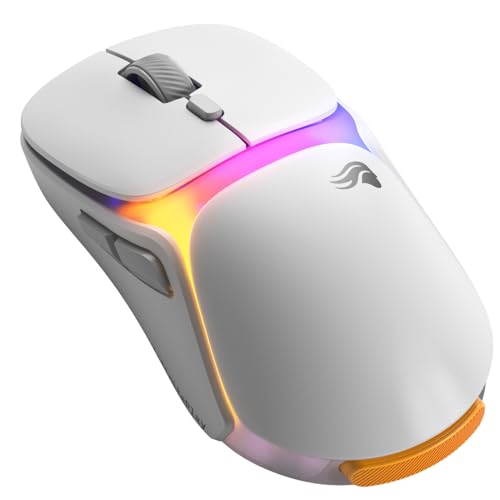 GLORIOUS Gaming - Souris Gaming sans Fil Modèle O3 Batterie échangeable InfinitePlay, Taux de Rapport 8 kHz, Switch optiques 130M de clics, Ultralégère 66 g, Capteur Optique 30k DPI, RGB - Blanche