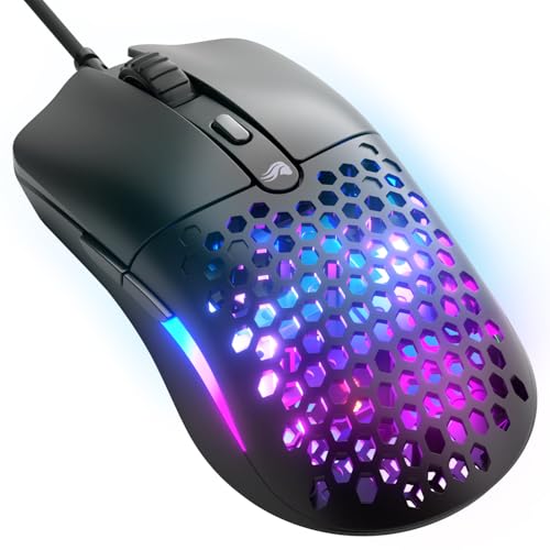 GLORIOUS Model O Eternal - Souris RGB ultralégère Filaire - Poids Plume 55 g - Éclairage RGB Changeable - 6 Boutons programmables - Design symétrique - Capteur Optique 12K DPI - PC Mac - Noir