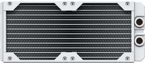 Corsair Hydro X Series XR5 240mm V2 Radiateur de Personnalisé – Compatible avec Les Ventilateurs iCUE Link – Supports de Ventilateur 2 x 120mm – Plaques de Protection à vis – Filetage G1 4 po – Blanc