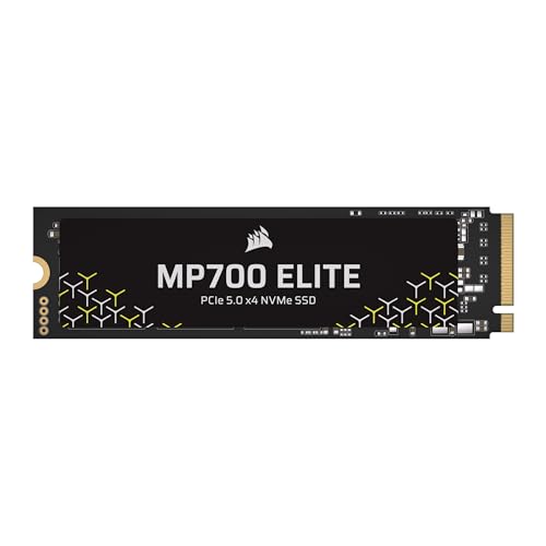 Corsair MP700 Elite 2 to PCIe 5.0 x4 NVMe M.2 SSD – Jusqu'à 10,000MB sec – Haute Densité 3D TLC NAND – M.2 2280 – Compatible DirectStorage – Noir