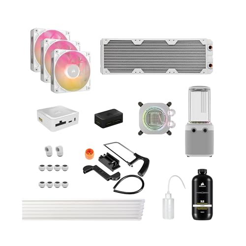 Corsair iCUE Link XH505i RX 360 RGB Kit de watercooling personnalisé - Waterblock pour processeur XC7 Elite - Pompe réservoir D5 XD6 Elite - 3 Ventilateurs RX120 RGB - Radiateur de 360 mm XR5 - Blanc