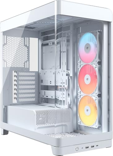 CORSAIR Frame 4500X RS-R ARGB Boîtier PC Moyen-Tour en Verre Panoramique – Système de Fixation du Ventilateur InfiniRail, Peut Accueillir Deux Radiateurs de 360 mm, 3X Ventilateurs RS120-R – Blanc