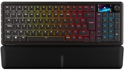 CORSAIR VANGUARD 96 Sans Fil Hall Effect Clavier de Jeu Magnétique Mécanique – AZERTY FR, 96 , MLX Plasma Commutateurs, Interrogation 8 000 Hz, Rapid Trigger, Stream Deck Virtuel, SOCD Flashtap – Noir