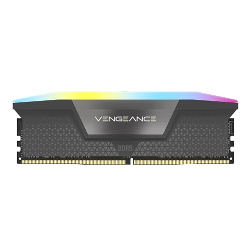 CORSAIR Vengeance RGB DDR5 RAM 16Go (1x16Go) Jusqu'à 6000MHz CL36-44-44-96 1.35V AMD Expo Intel XMP 3.0 Mémoire d'Ordinateur – Gris (CMH32GX5M1E6000Z38)