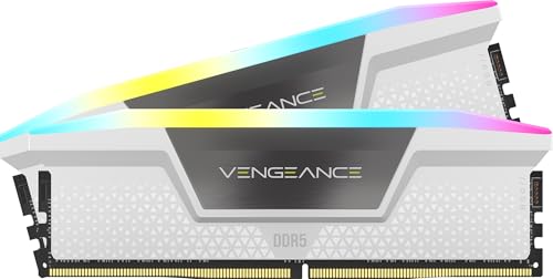 CORSAIR Vengeance RGB DDR5 RAM 32Go (2x16Go) Jusqu'à 6400MHz CL36-48-48-104 1.35V AMD Expo Intel XMP 3.0 Mémoire pour Ordinateur de Bureau – Blanc (CMH32GX5M2B6400Z36W)