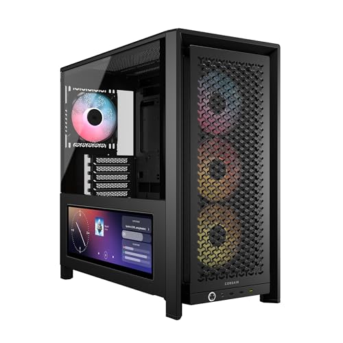 CORSAIR Frame 4000D LCD RS ARGB Boîtier PC – Écran Tactile LCD XENEON Edge 14,5 Pouces, Système InfiniRail, 4 Ventilateurs RS120 ARGB – Prend en Charge Les Cartes Mères à Connecteur Inversé – Noir