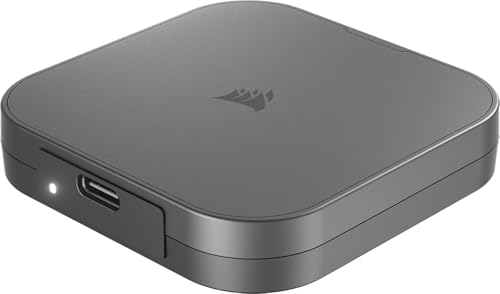 Corsair EX300U 1To SSD Externe Portable USB-C – Jusqu'à 1 100 Mo s, USB 3.2 Gen 2, Plug-and-Play, Fixation magnétique Compatible MagSafe, 90 Degrés Câble USB-C Inclus – iOS, Android, PC et Mac — Gris