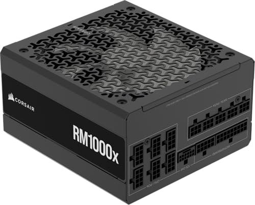 Corsair RM1000x ATX 3.1 PCIe 5.1 Ready Bloc d'alimentation entièrement modulaire 1000 W – Faible Bruit, cybenetics Gold Efficiency, connecteur natif 12V-2x6 – Noir
