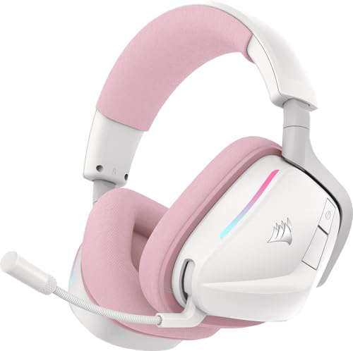 Corsair Void v2 Casque de Jeu sans Fil avec Bluetooth 2.4GHz pour PC, PS5, PS4, Switch et Mobile – Dolby Atmos, Multiplateforme sans Fil Double, Batterie Longue Durée, Chargement Rapide – Rose