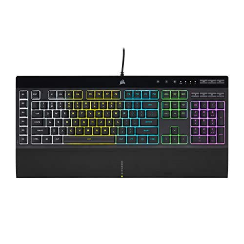 Corsair K55 RGB Pro Membrane Clavier de Jeu Filaire - IP42 Anti-Poussière et Débordement - 6 Touches Macro avec Intégration Elgato - Compatible iCUE - QWERTY NA - PC, Mac, Xbox - Noir