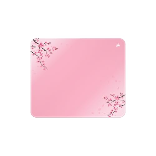Corsair MM300 Medium Cherry Blossom Anti-Fray Cloth Tapis de Souris Gaming – 36 cm x 30 cm, Tissu tissé, Base Antidérapante en Caoutchouc, Bords Renforcés par des Coutures – Rose