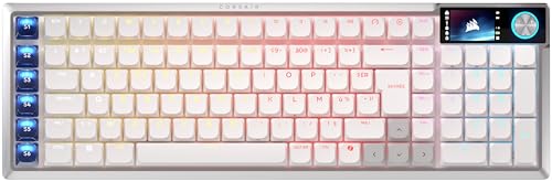 Corsair Vanguard AIR 99 sans Fil Clavier Gaming Optique-Mécanique RGB à Profil Bas – AZERTY FR 99 , Écran LCD, OPX Commutateurs, Interrogation 8 000 Hz, Stream Deck Virtuel, SOCD Flashtap – Blanc