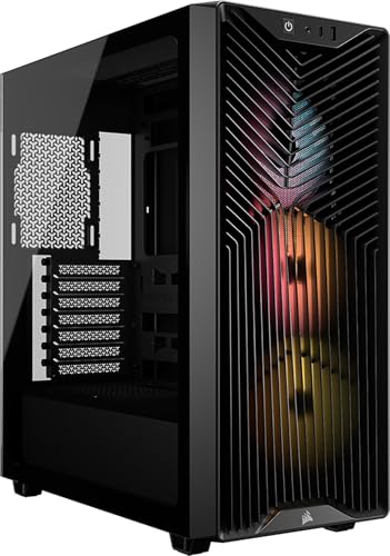 CORSAIR 3200D RS ARGB Boîtier PC Moyen Tour – 3 Ventilateurs RS120 ARGB, Airflow Élevé, Compatible Radiateur 360 mm, Panneau en Verre Trempé, Compatible Cartes Mères À Connexion Inversée – Noir