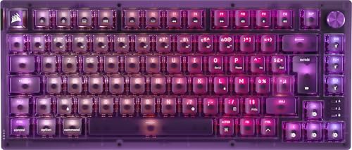 Corsair K65 Plus Wireless 75 RGB Mechanical Gaming Clavier – AZERTY FR – Commutateurs Linéaires MLX Red Pré-Lubrifiés – Keycaps PBT – PC, PS5, PS4, Xbox – Violet Atomique