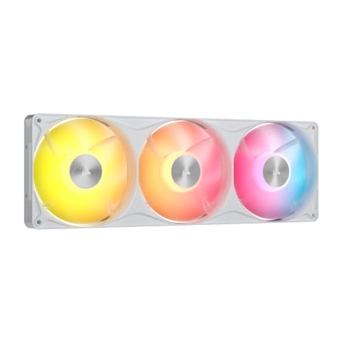 CORSAIR RS360 II ARGB 360 mm Triple ventilateurs unifiés silencieux – Blanc | PWM, Connexion en chaîne, Roulements à dôme magnétique, Mode Zero RPM