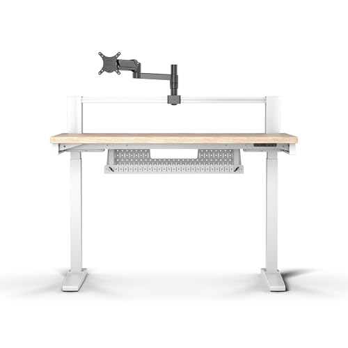CORSAIR Platform 4 Elevate – 120 cm x 76 cm, Hauteur Réglable, Bureau d'ordinateur Électrique Debout Home Office Gaming Desk, Bras d’écran Inclus – Teinture de Pin Blanc
