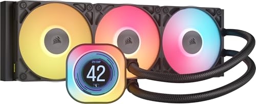 CORSAIR iCUE Link Titan 360 RX LCD Refroidisseur Liquide pour CPU – Chambre de Refroidissement FlowDrive – Intel LGA 1851 1700, AMD AM5 AM4 – 3X RX120 RGB Ventilateurs – iCUE Link Hub Inclus – Noir