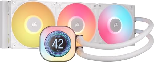 CORSAIR iCUE Link Titan 360 RX LCD Refroidisseur Liquide pour CPU – Chambre de Refroidissement FlowDrive – Intel LGA 1851 1700, AMD AM5 AM4 – 3X RX120 RGB Ventilateurs – iCUE Link Hub Inclus – Blanc