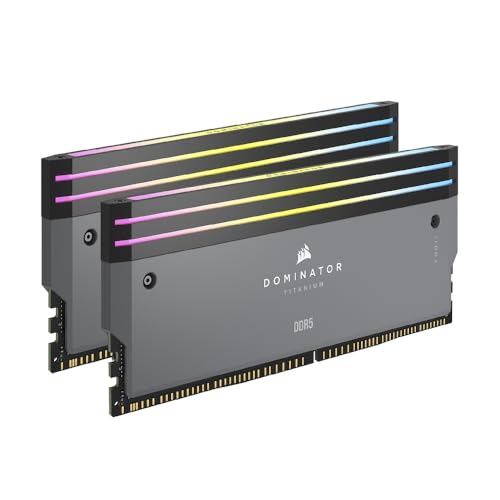 Corsair Dominator Titanium DDR5 RGB Kit d'Amélioration de La Lumière – 2X Modules – 0 Go RAM – Corsair Compatible avec l'iCUE – Gris