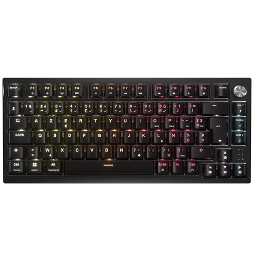 Corsair K65 Plus Wireless 75 RGB Clavier de Jeu Mécanique Remplaçable à Chaud – Interrupteurs Tactiles MLX Fusion Pré-Lubrifiés – Capuchons de Clé en PBT – AZERTY FR – Noir