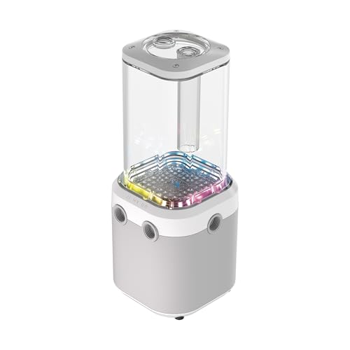 CORSAIR iCUE Link XD6 RGB Elite Pump Reservoir – Pompe FlowDrive Max, Capteur de Température Intégré, 22 LEDs RGB Adressables, Réservoir 440ml en Nylon Transparent – Blanc