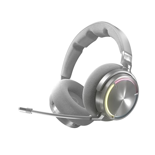 Corsair Virtuoso Max Wireless Casque de Jeu avec Bluetooth – Dolby Atmos, SoundID, L'annulation Active, Microphone Qualité Radiodiffusion, Transducteurs en Graphène, pour PC, Mac, PS5, PS4 – Argent