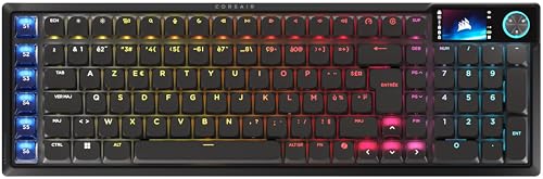 Corsair Vanguard AIR 99 sans Fil Clavier Gaming Optique-Mécanique RGB à Profil Bas – AZERTY FR 99 , Écran LCD, OPX Commutateurs, Interrogation 8 000 Hz, Stream Deck Virtuel, SOCD Flashtap – Noir