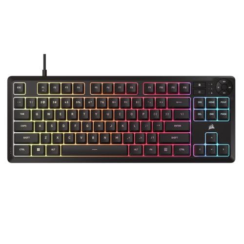 Corsair K55 Core TKL RGB Clavier Gaming - Tenkeyless, 8 Zones RGB, Touches à Membrane Silencieuses, Anti-Fuite, Touches Média, 1000Hz Polling, UK Layout, Noir