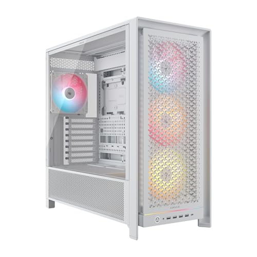 CORSAIR Frame 5000D RS ARGB Boîtier Modulaire Mid-Tower à Haut Débit d'air – 4 x Ventilateurs RS Pré-Installés, Système de Support pour Ventilateur InfiniRail – Blanc