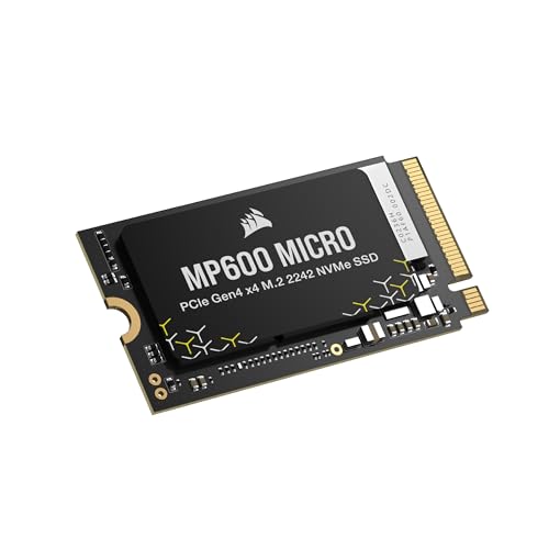 Corsair MP600 Micro 1 to M.2 NVMe PCIe x4 Gen4 SSD – M.2 2242 – Jusqu'à 7 000 Mo s en Lecture Séquentielle – Compatible avec Les Ordinateurs Portables Lenovo Legion Go et Thin PCIe 4.0 – Noir