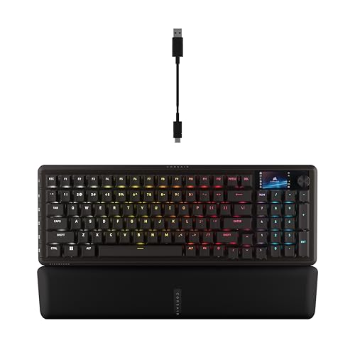 Corsair Vanguard 96 Clavier de Jeu mécanique Filaire – 96 , commutateurs Plasma linéaires MLX, sondage 8000 Hz, écran LCD, Pont de Flux virtuel, Touches G, SOCD Flashtap, QWERTY UK