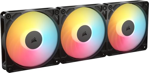 CORSAIR RS120-R ARGB 120mm PWM 5 ARGB Inversée Ventilateurs – Inversé Rotor, Huit RGB LEDs, Haute Pression Statique, Connecteurs en Série, Roulement à Dôme Magnétique – Pack Triple – Noir