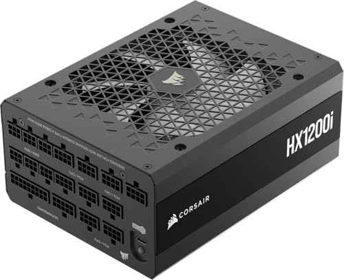 Corsair HX1200i (2025) Alimentation ATX Entièrement Modulaire à Très Faible Bruit avec Câble 12V-2x6 – Compatible ATX 3.1 PCIe 5.1, Efficacité Cybenetics Platinum – Noir