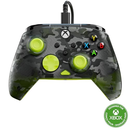 Turtle Beach Rematch Core Ghost Camo noir jaune - Manette de jeu filaire - Licence Xbox Series XS, Xbox One et PC - touches audio, moteurs de vibration et gâchettes d'impulsion, câble de 3 m