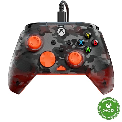 Turtle Beach Rematch Core Ghost Camo noir orange - Manette de jeu filaire - Licence Xbox Series XS, Xbox One et PC - touches audio, moteurs de vibration et gâchettes d'impulsion, câble de 3 m