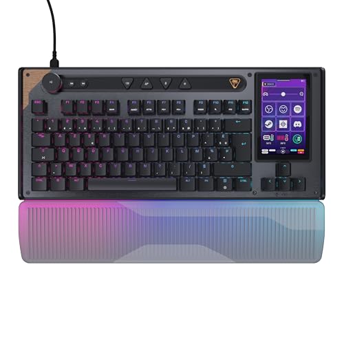 Turtle Beach Command Series KB7 TKL Clavier Gaming Filaire avec écran Tactile Display 4,3 , Touches Titan discrètes à Effet, Capuchons de Touches PBT Double Frappe et Rails modulaires - (FR AZERTY)