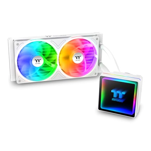 Thermaltake TH240 V3 ARGB CPU Liquid Cooler Intel AMD 1x240mm 500~2500rpm Single Frame ARGB Fan Radiateur 240mm Miroir Infinity ARGB Tête de pompe rotative Neige, CL-W467-PL12SW-A