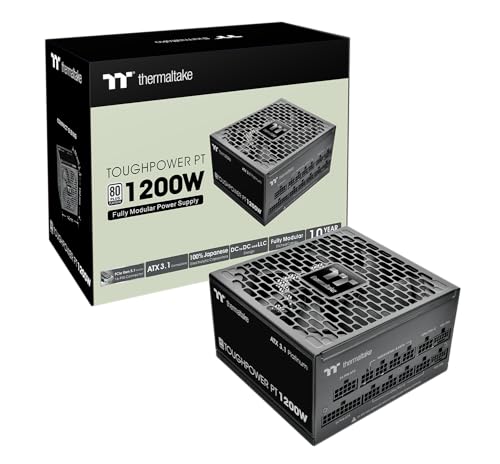 Thermaltake Toughpower PT 1200W ATX 3.1 x2 Native PCIe 5.1 12V-2x6 Câbles plats gravés Connecteurs H bicolore Condensateurs 100 japonais Ventilateur 135 mm 80 Plus Platinum Noir PS-TPP-1200FNFAPU
