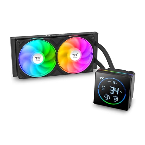 Thermaltake TH240-S V3 ARGB CPU Liquid Cooler Intel AMD 1x240mm 500~2500rpm Single Frame ARGB Fan 4.9 Segment Code LCD Tête de pompe rotative Logiciel LCD segmenté TT Noir CL-W469-PL12SW-A