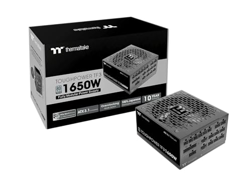 Thermaltake Toughpower TF3 1650 W ATX 3.1 x2 native PCIe 5.1 12V-2x6 connecteurs H bicolores bascule OCM multi rail unique condensateurs 100 japonais 80 Plus titane PS-TPD-1650FNFATU